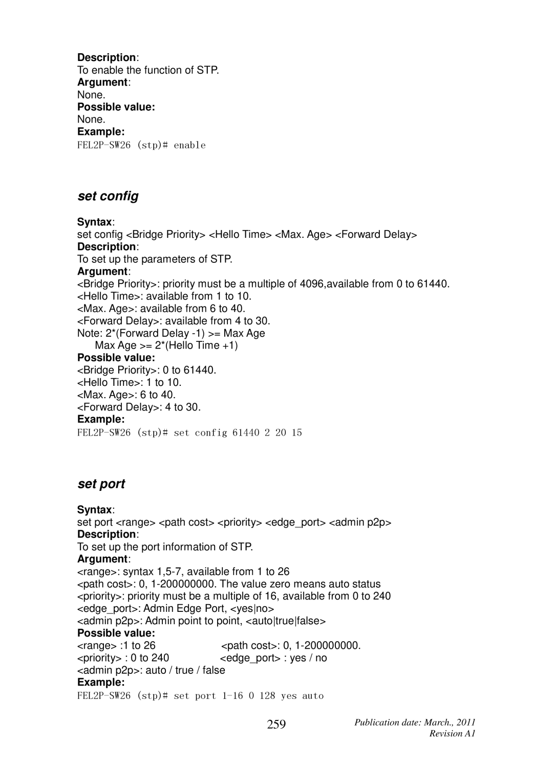 ICP DAS USA MSM-6226 user manual Set config, 259 