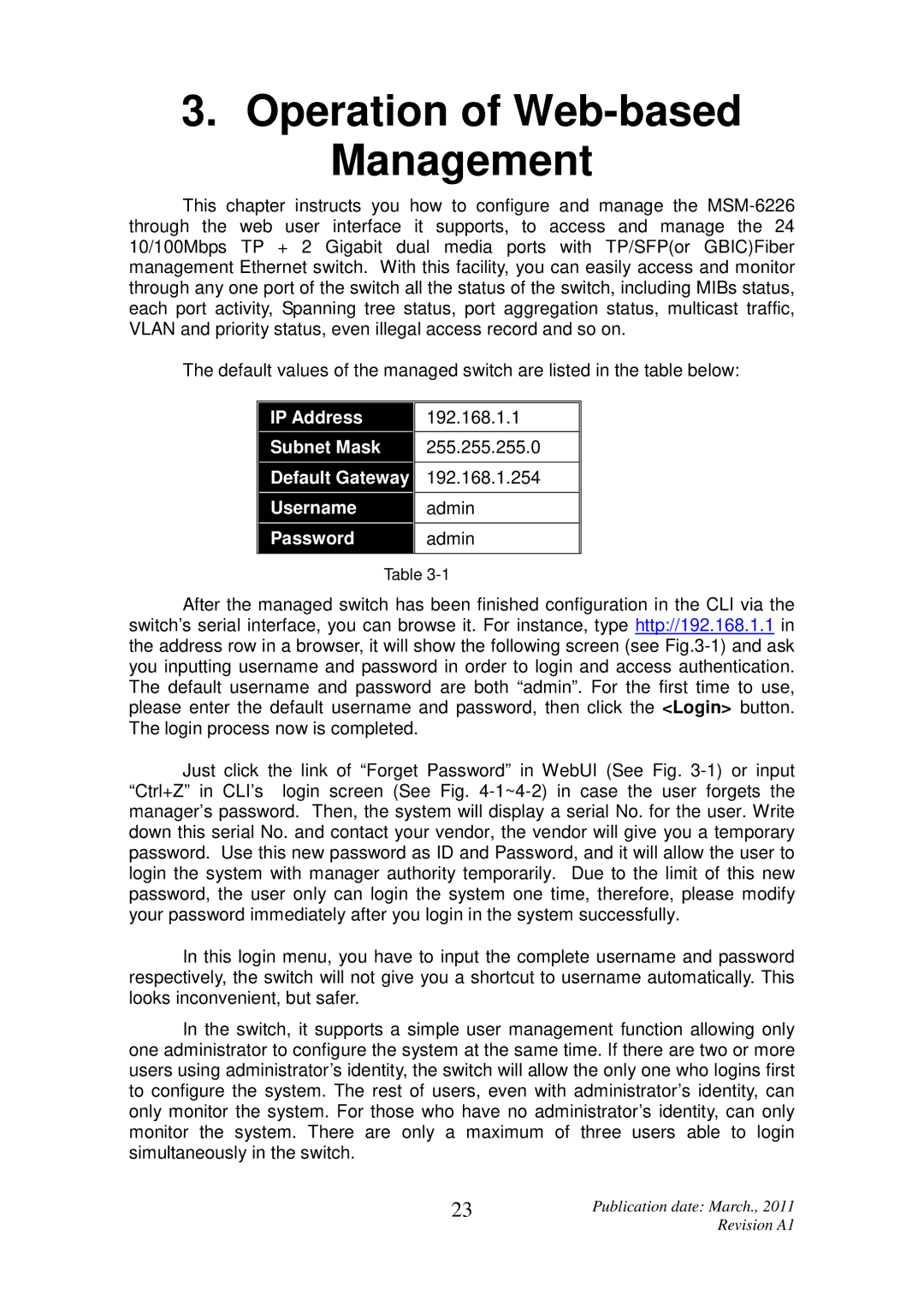 ICP DAS USA MSM-6226 user manual Operation of Web-based Management 