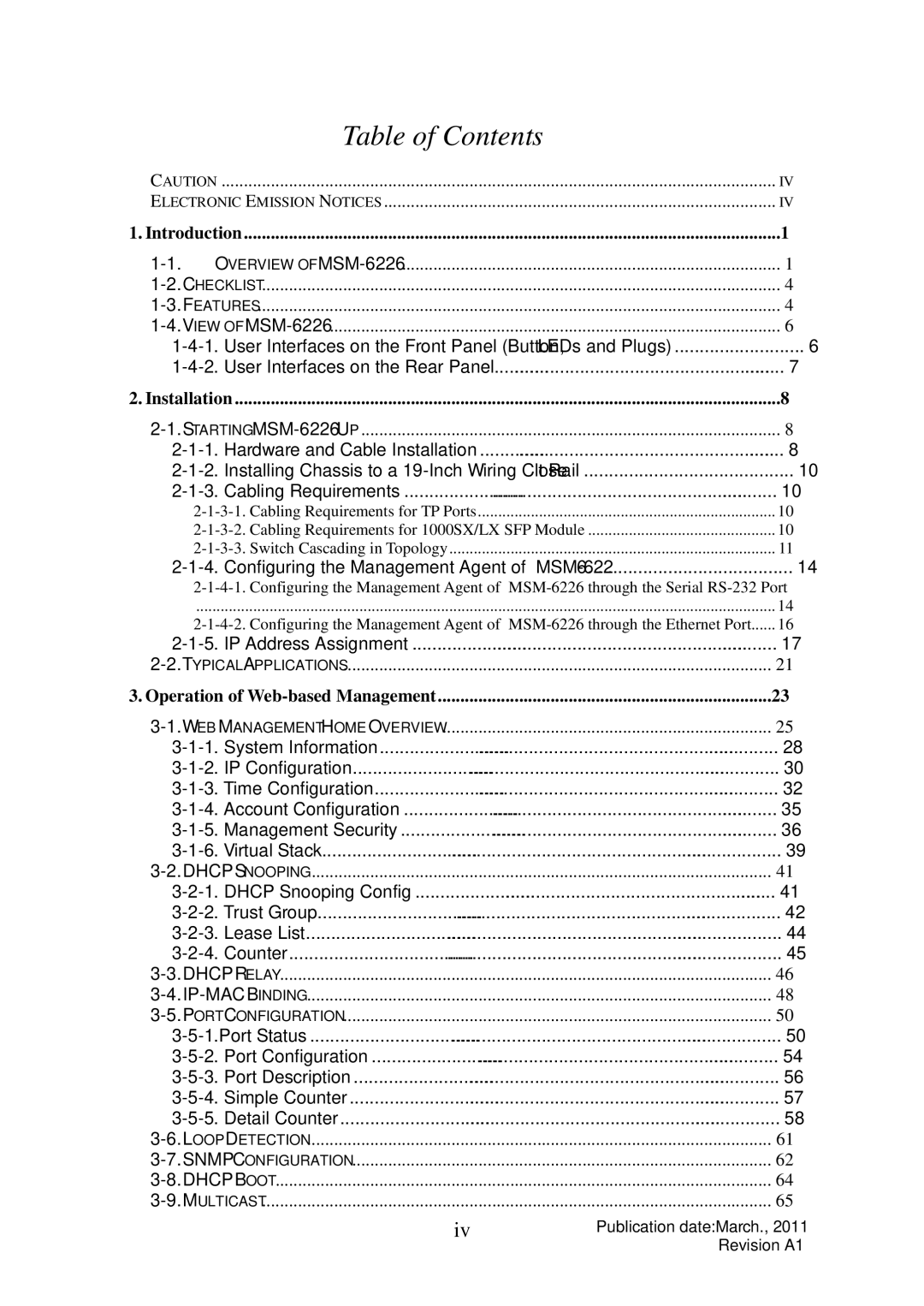 ICP DAS USA MSM-6226 user manual Table of Contents 