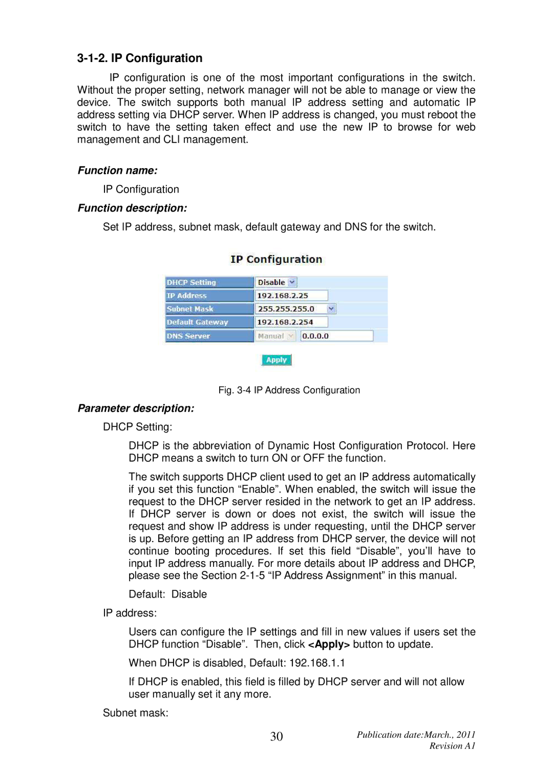 ICP DAS USA MSM-6226 user manual IP Configuration, IP Address Configuration 