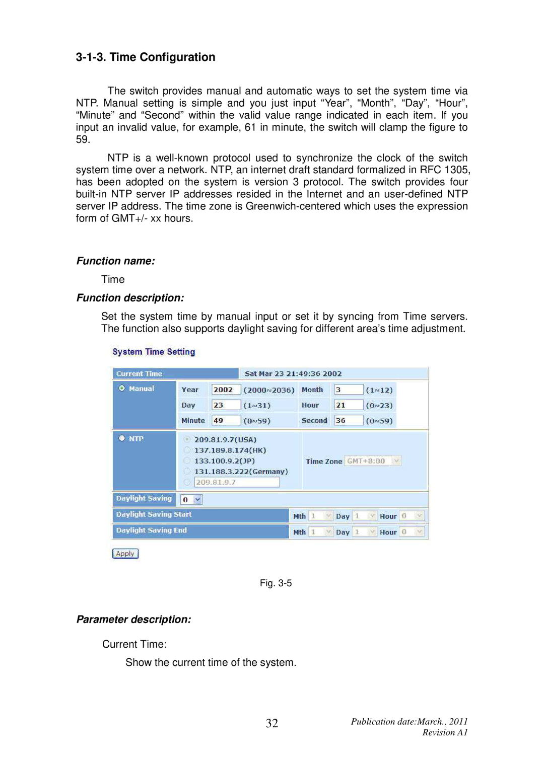 ICP DAS USA MSM-6226 user manual Time Configuration 