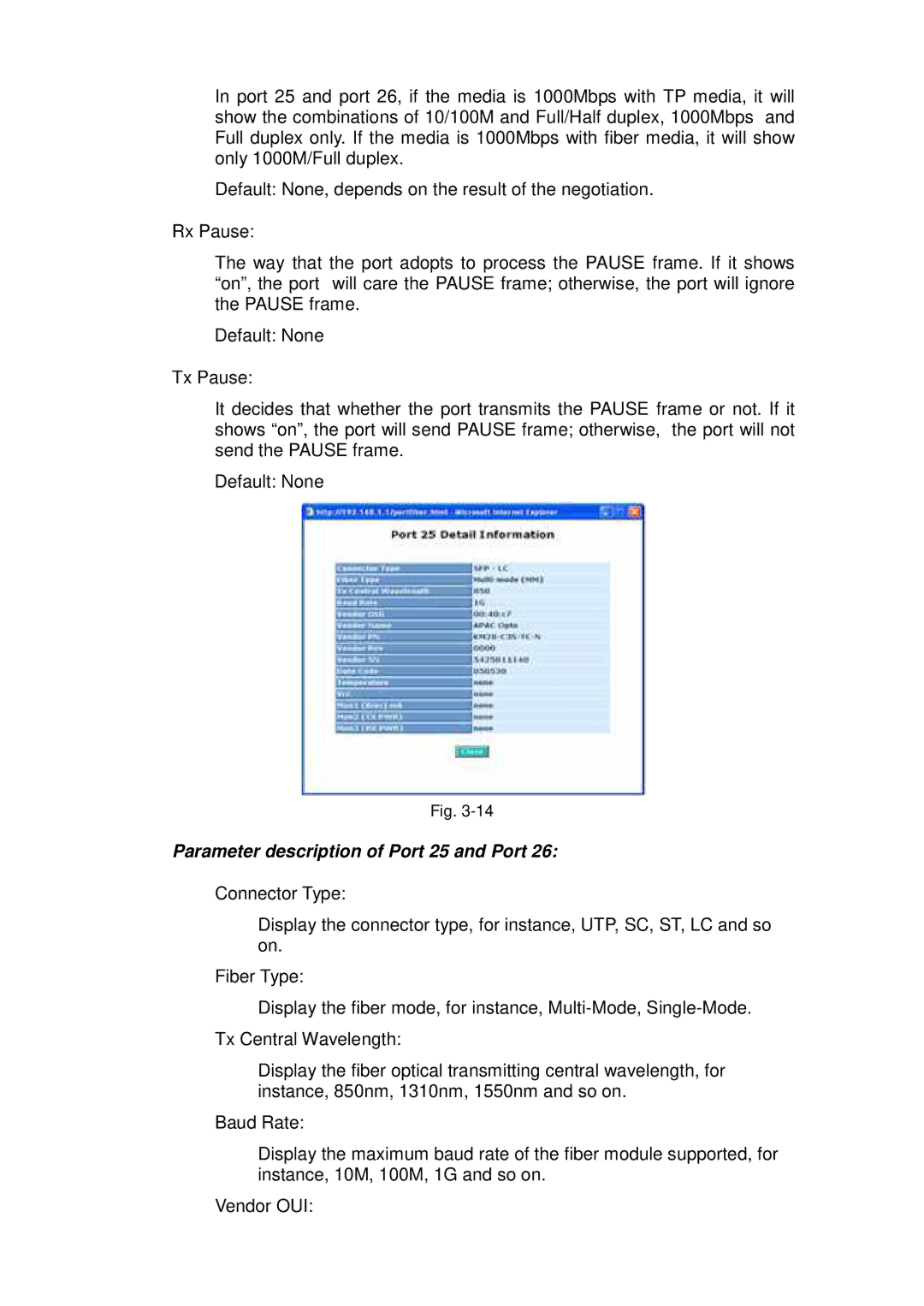 ICP DAS USA MSM-6226 user manual Parameter description of Port 25 and Port 