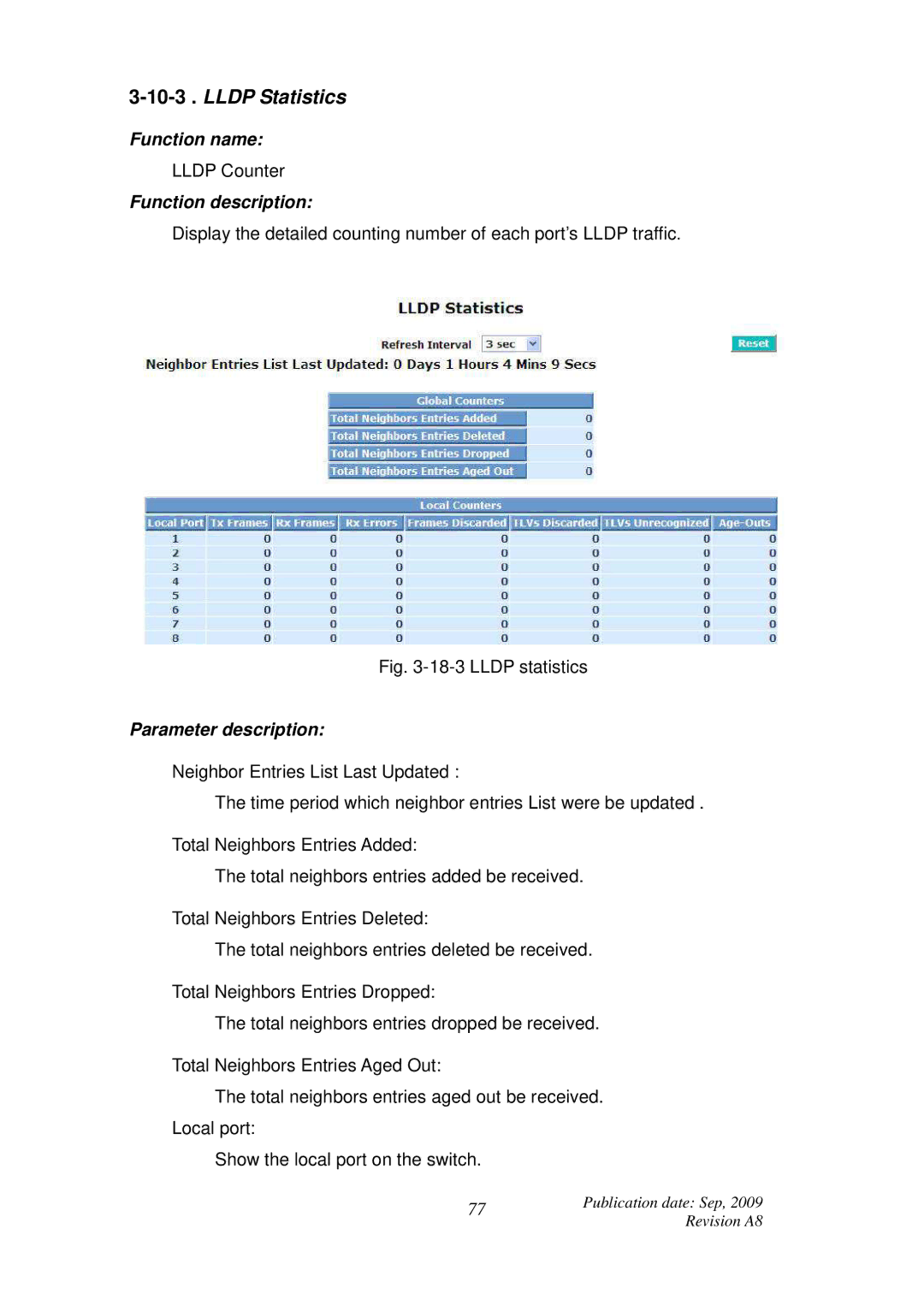 ICP DAS USA MSM-6226 user manual Lldp Statistics 