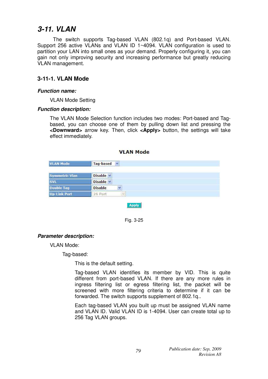 ICP DAS USA MSM-6226 user manual Vlan Mode 