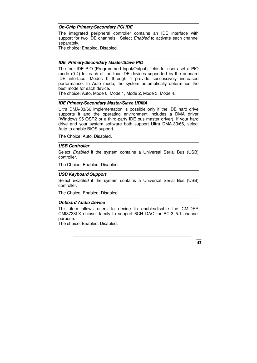 ICP DAS USA SAGP-845EV manual On-Chip Primary/Secondary PCI IDE, IDE Primary/Secondary Master/Slave PIO, USB Controller 