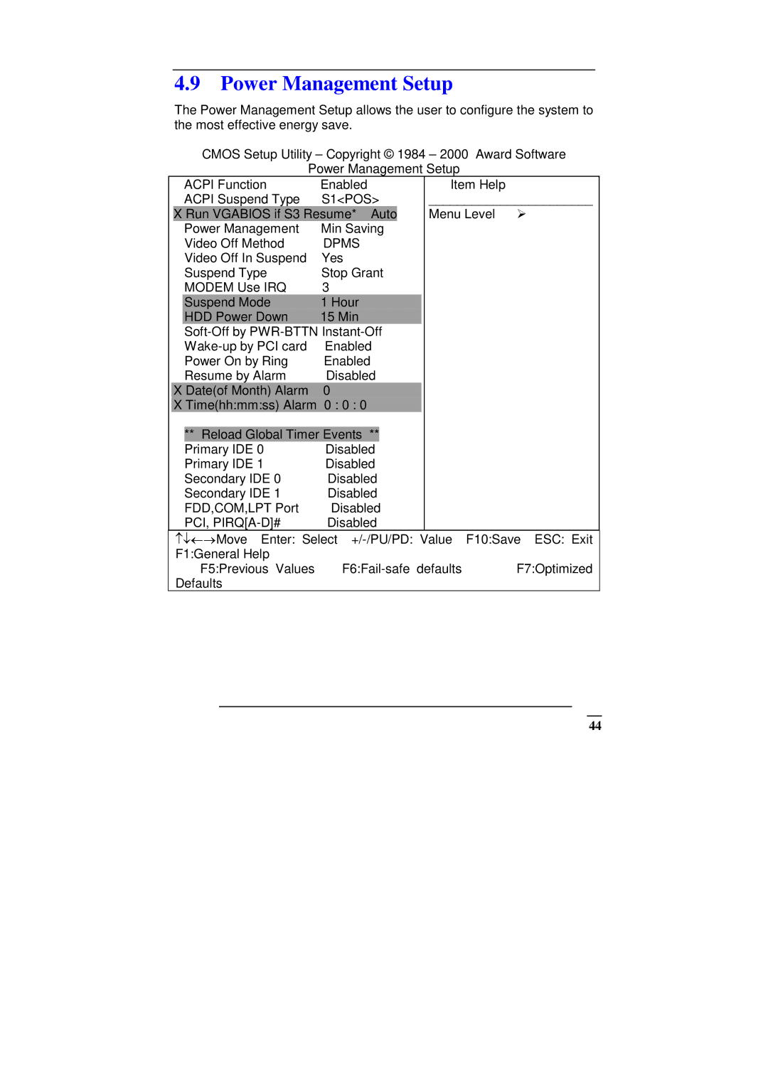 ICP DAS USA SAGP-845EV manual Power Management Setup, S1POS, Dpms, Pci, Pirqa-D# 