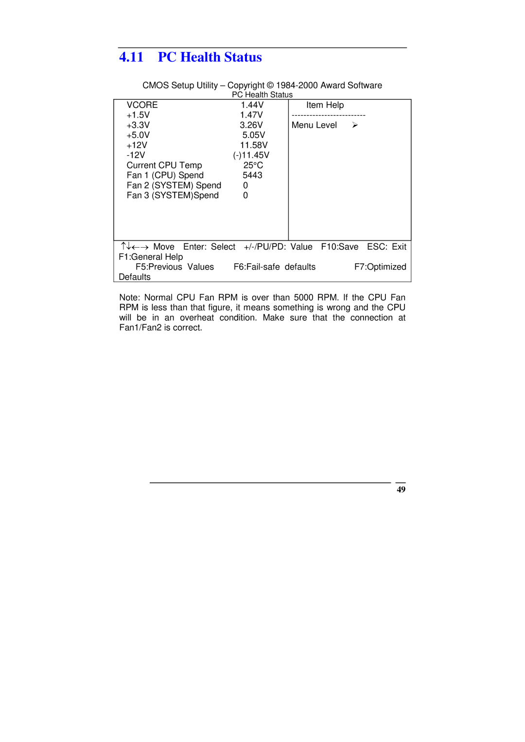 ICP DAS USA SAGP-845EV manual PC Health Status, Vcore 