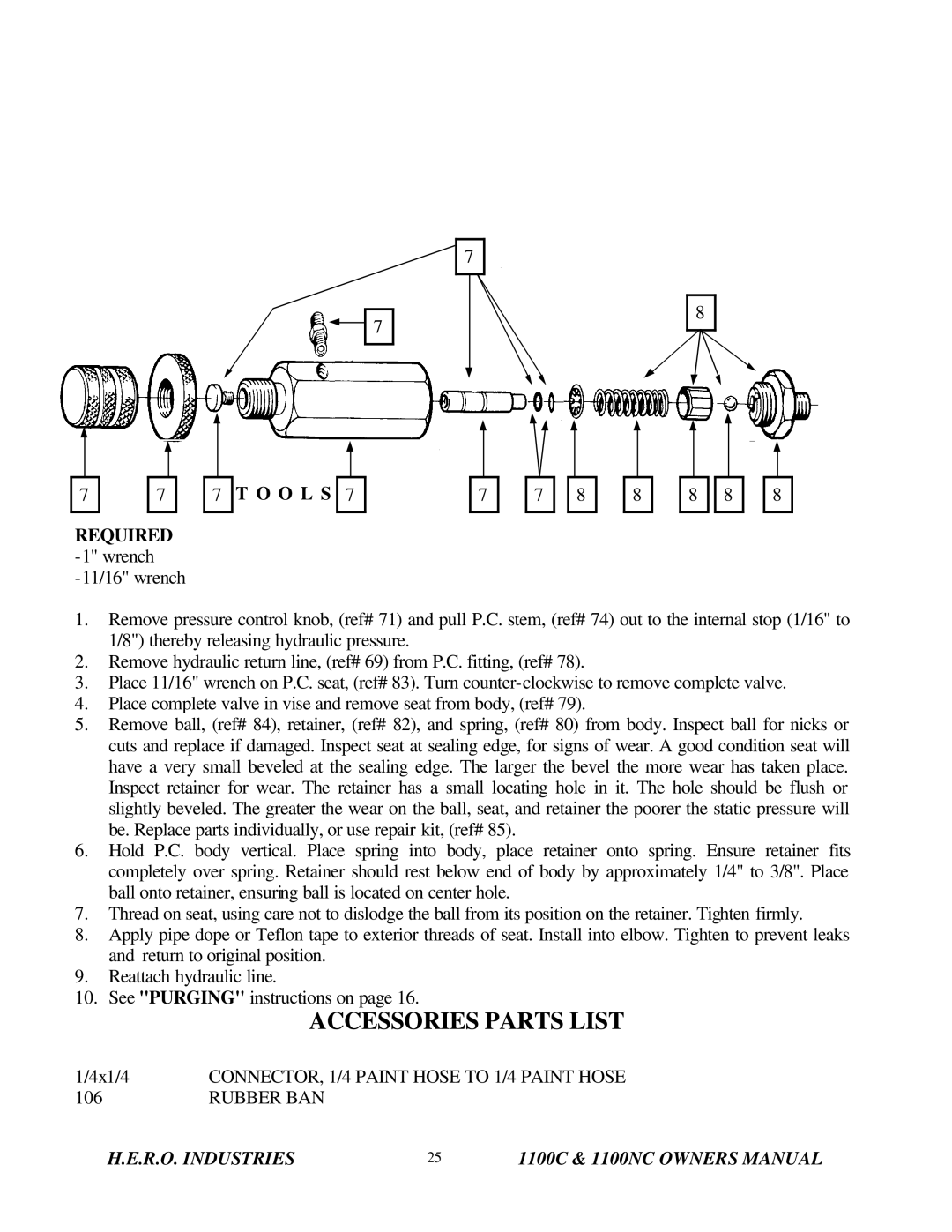 I.C.T.C. Holdings Corporation Airless Spray Equipment, 1100C, 1100NC owner manual Accessories Parts List, O L S 