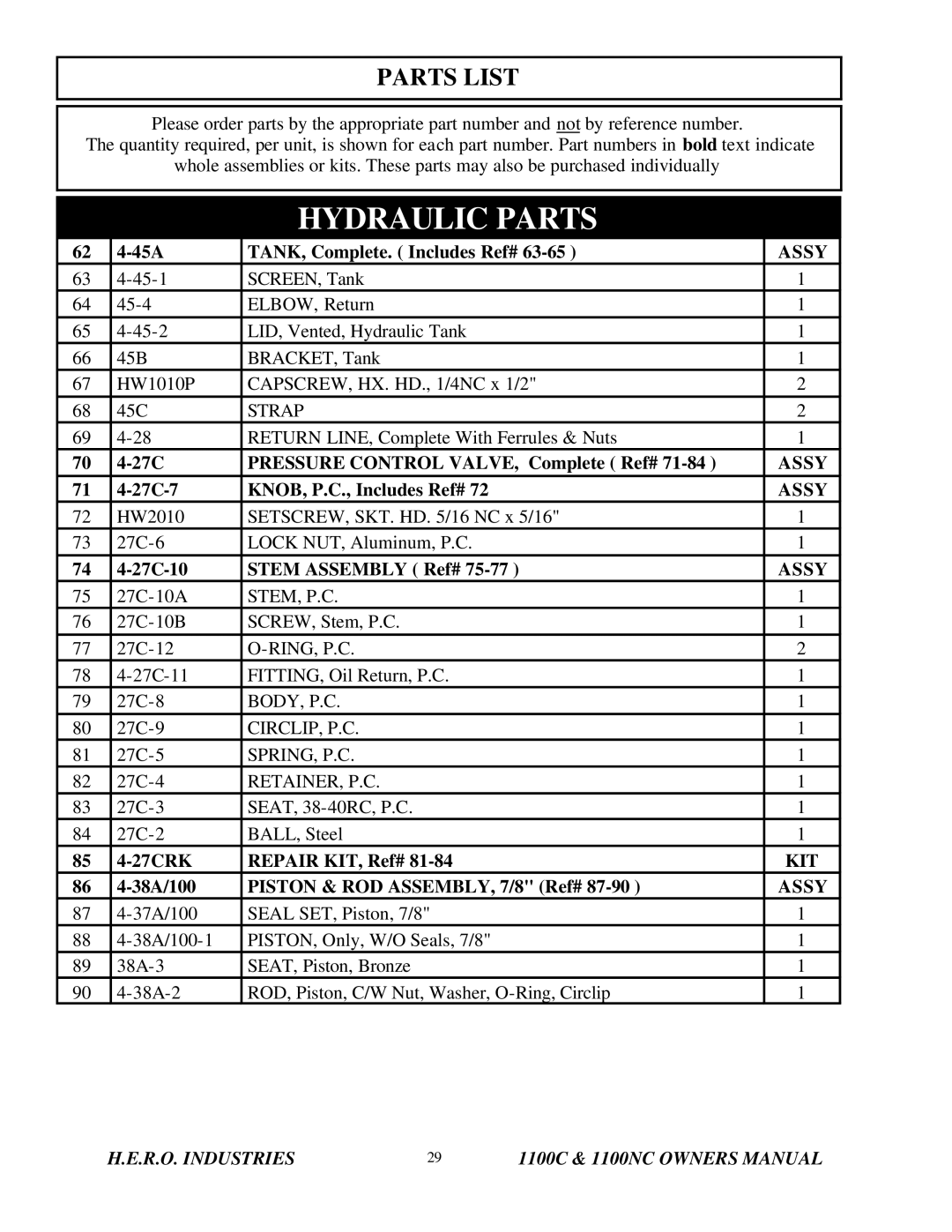 I.C.T.C. Holdings Corporation 1100C, 1100NC, Airless Spray Equipment owner manual 45A TANK, Complete. Includes Ref# 