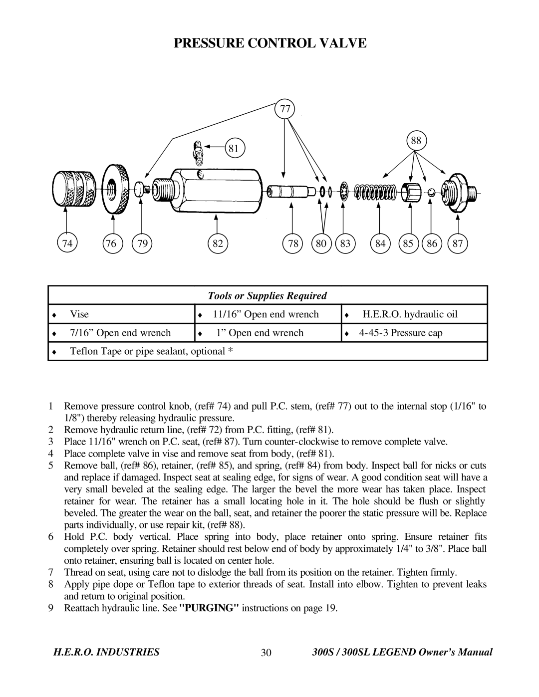 I.C.T.C. Holdings Corporation 300S Legend owner manual Pressure Control Valve 