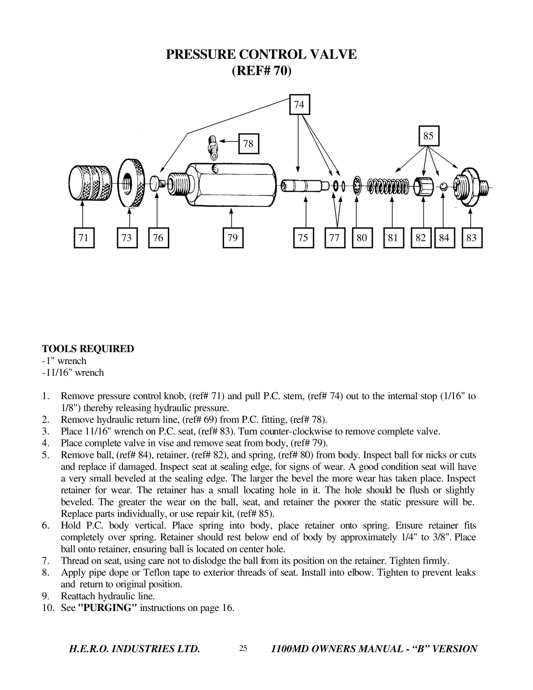 I.C.T.C. Holdings Corporation B series owner manual Pressure Control Valve 