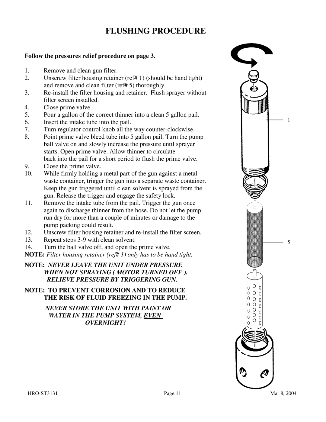 I.C.T.C. Holdings Corporation HRO-ST3131 operating instructions Flushing Procedure 