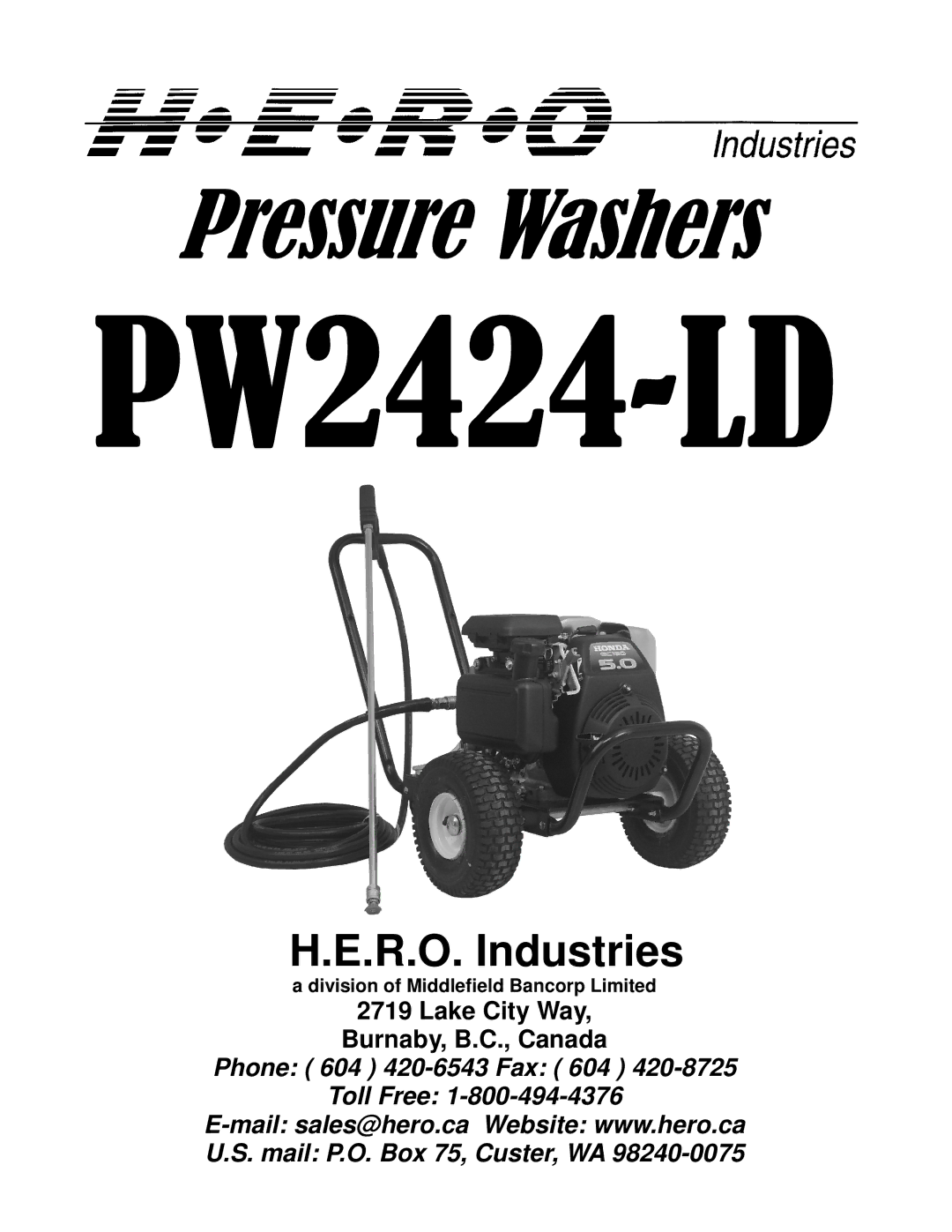 I.C.T.C. Holdings Corporation PW2424-LD manual R.O. Industries 