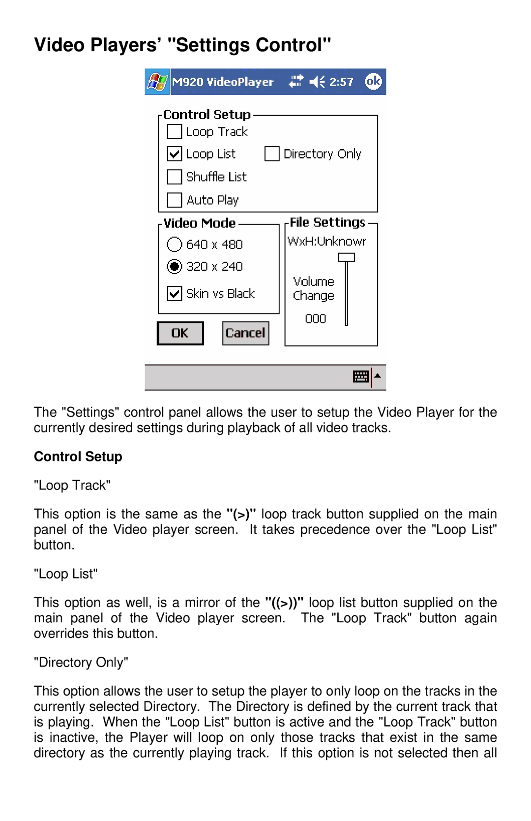 Icuiti M920-CF manual Video Players’ Settings Control, Control Setup 