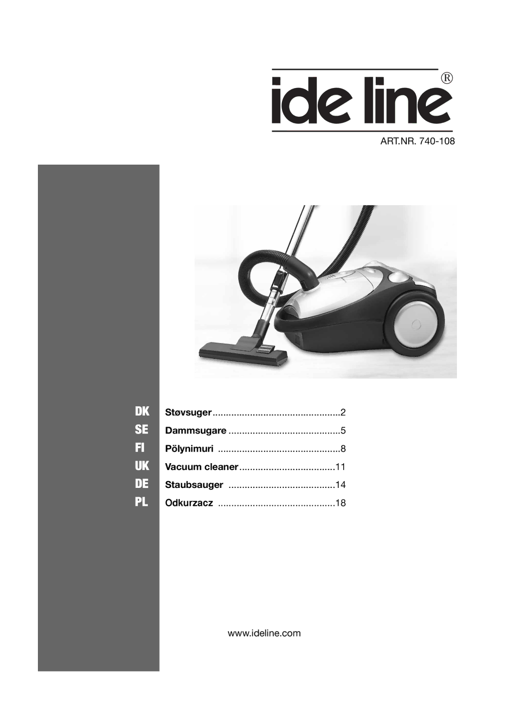 Ide Line 740-108 manual Dk Se Fi Uk De Pl 