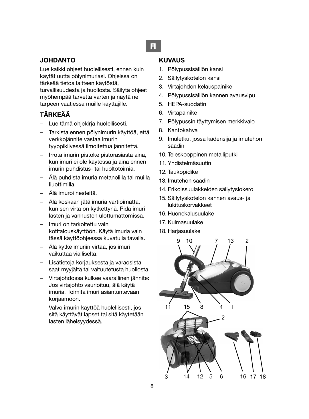 Ide Line 740-108 manual Johdanto, Tärkeää, Kuvaus 