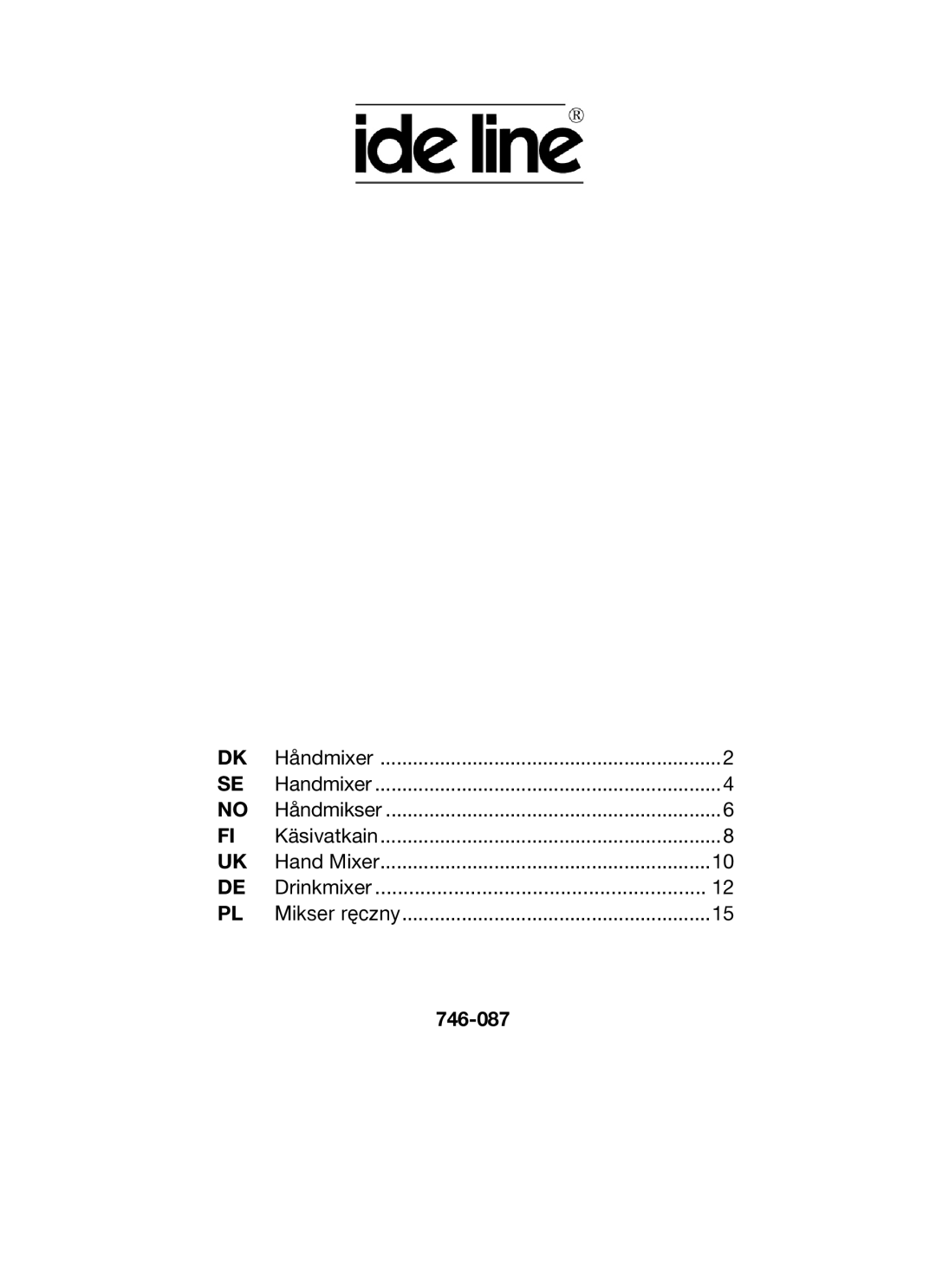 Ide Line 746-087 manual 