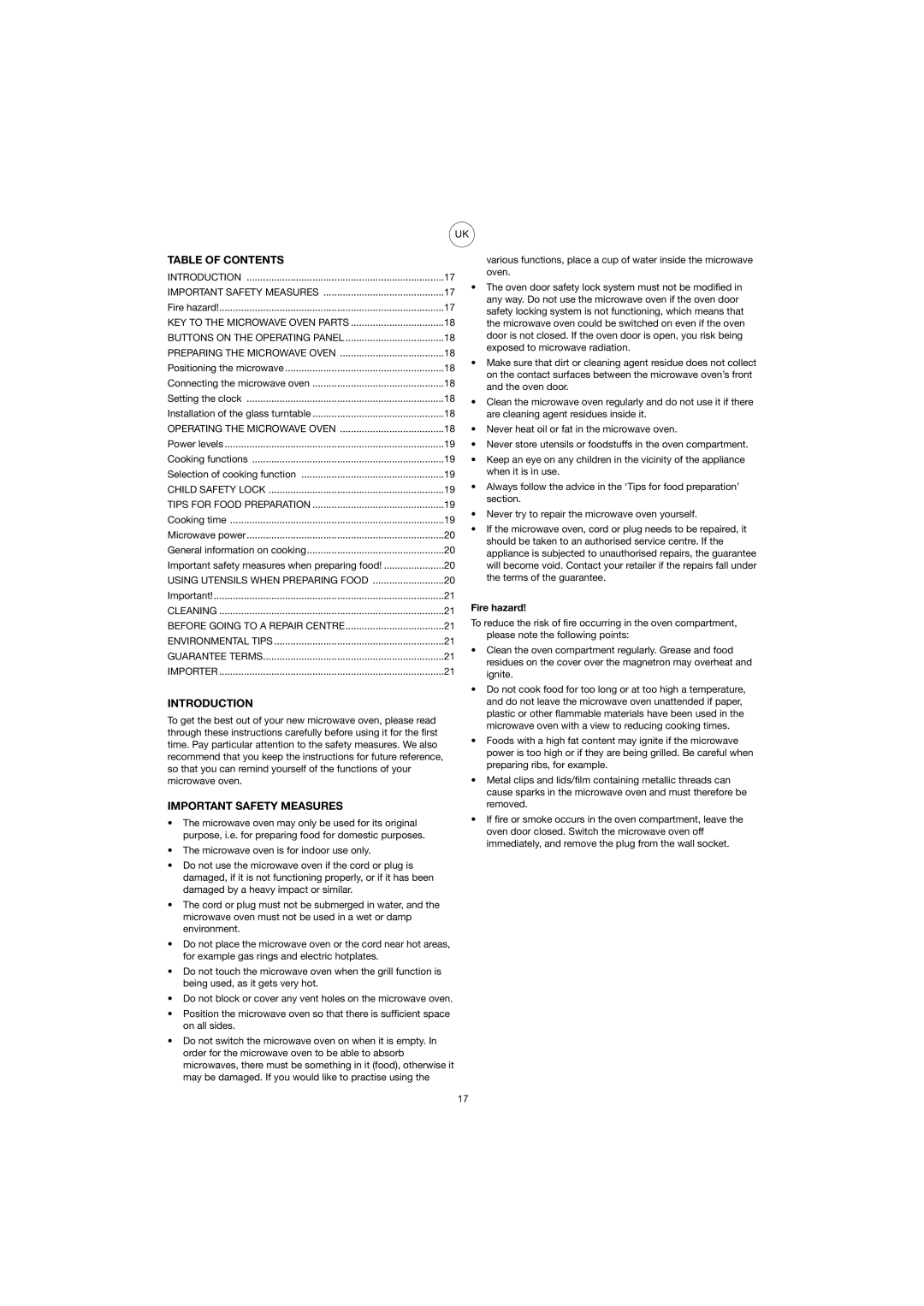 Ide Line 753-082 manual Table of Contents, Introduction, Important Safety Measures 