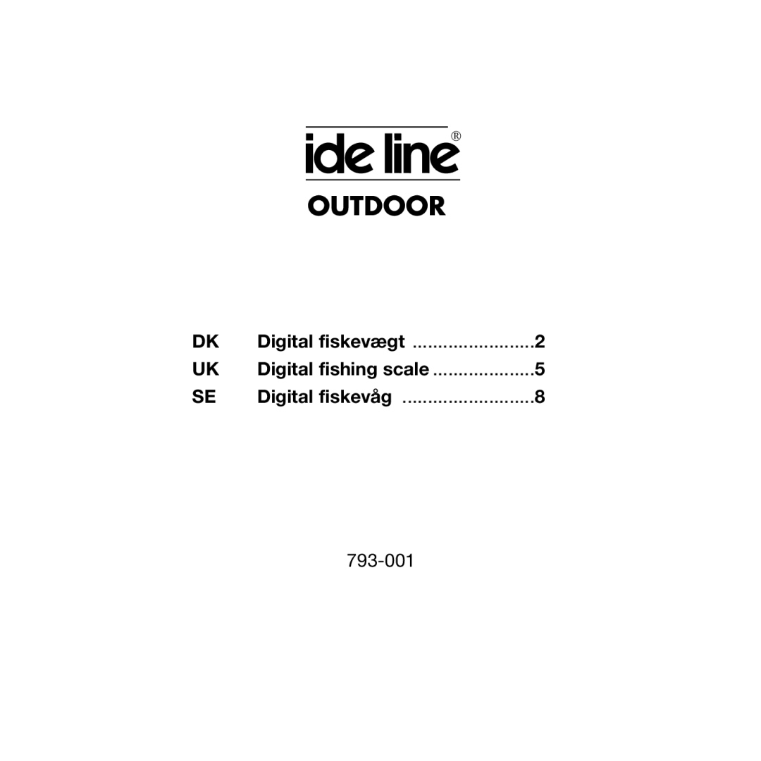 Ide Line 793-001 manual Outdoor 