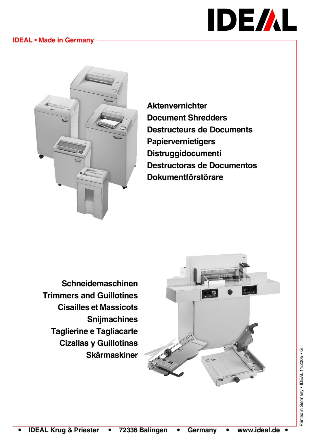 IDEAL INDUSTRIES IDEAL 2260, IDEAL 2220, IDEAL 2240, 2260-Cross/Cut, 2240-Cross/Cut Ideal Made in Germany 