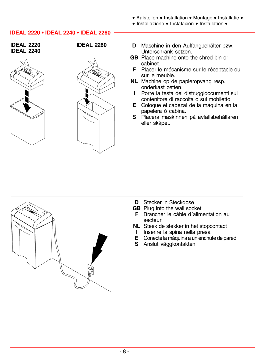 IDEAL INDUSTRIES IDEAL 2260, IDEAL 2220, IDEAL 2240, 2260-Cross/Cut, 2240-Cross/Cut operating instructions Ideal 