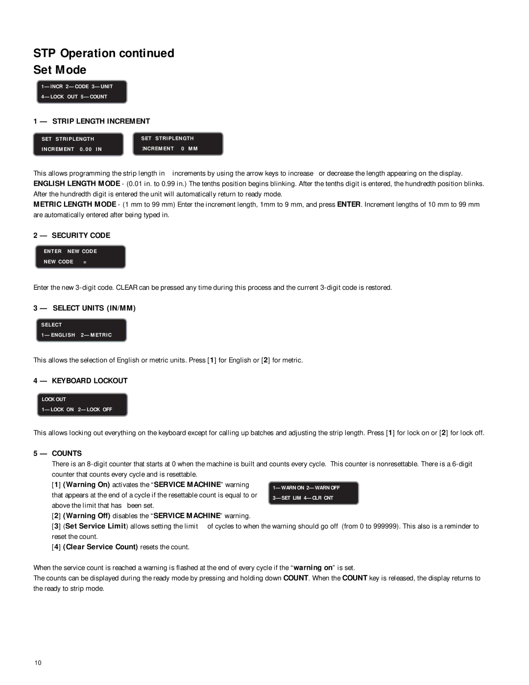 IDEAL INDUSTRIES 45-930, 45-935 operation manual STP Operation Set Mode 