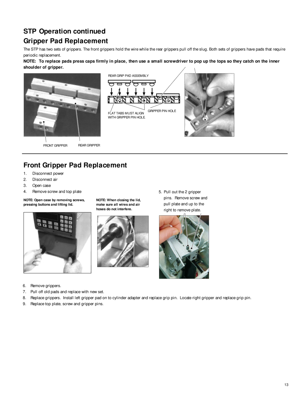 IDEAL INDUSTRIES 45-935 STP Operation Gripper Pad Replacement, Front Gripper Pad Replacement, Hoses do not interfere 