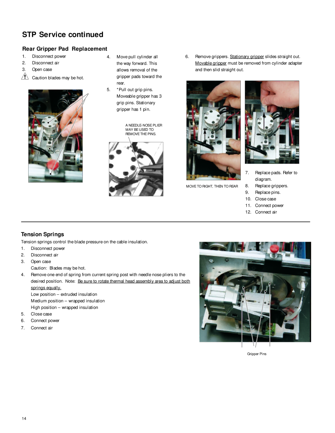 IDEAL INDUSTRIES 45-930, 45-935 operation manual Rear Gripper Pad Replacement, Tension Springs 