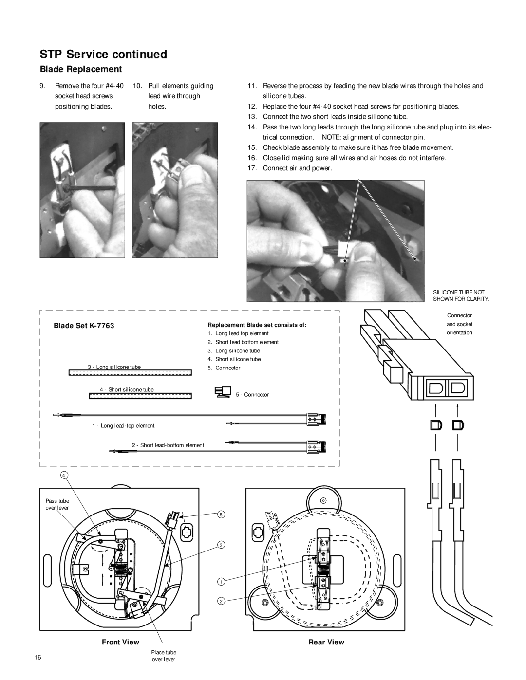 IDEAL INDUSTRIES 45-930, 45-935 operation manual Blade Set K-7763, Front View, Replacement Blade set consists, Rear View 