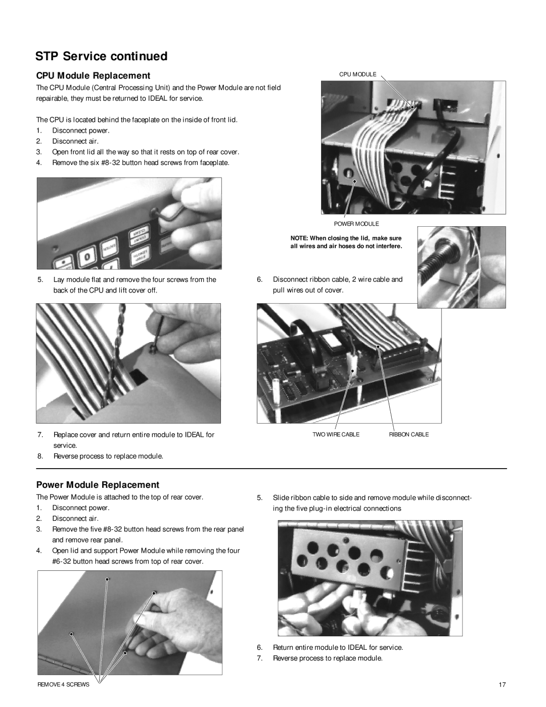 IDEAL INDUSTRIES 45-935, 45-930 operation manual CPU Module Replacement, Power Module Replacement 