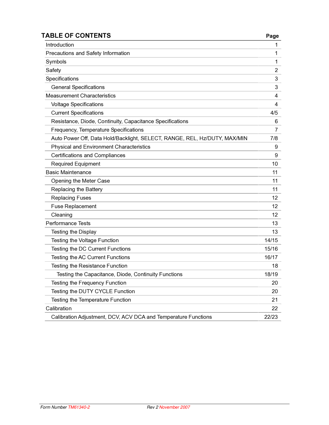 IDEAL INDUSTRIES 61-340 technical manual Table of Contents 