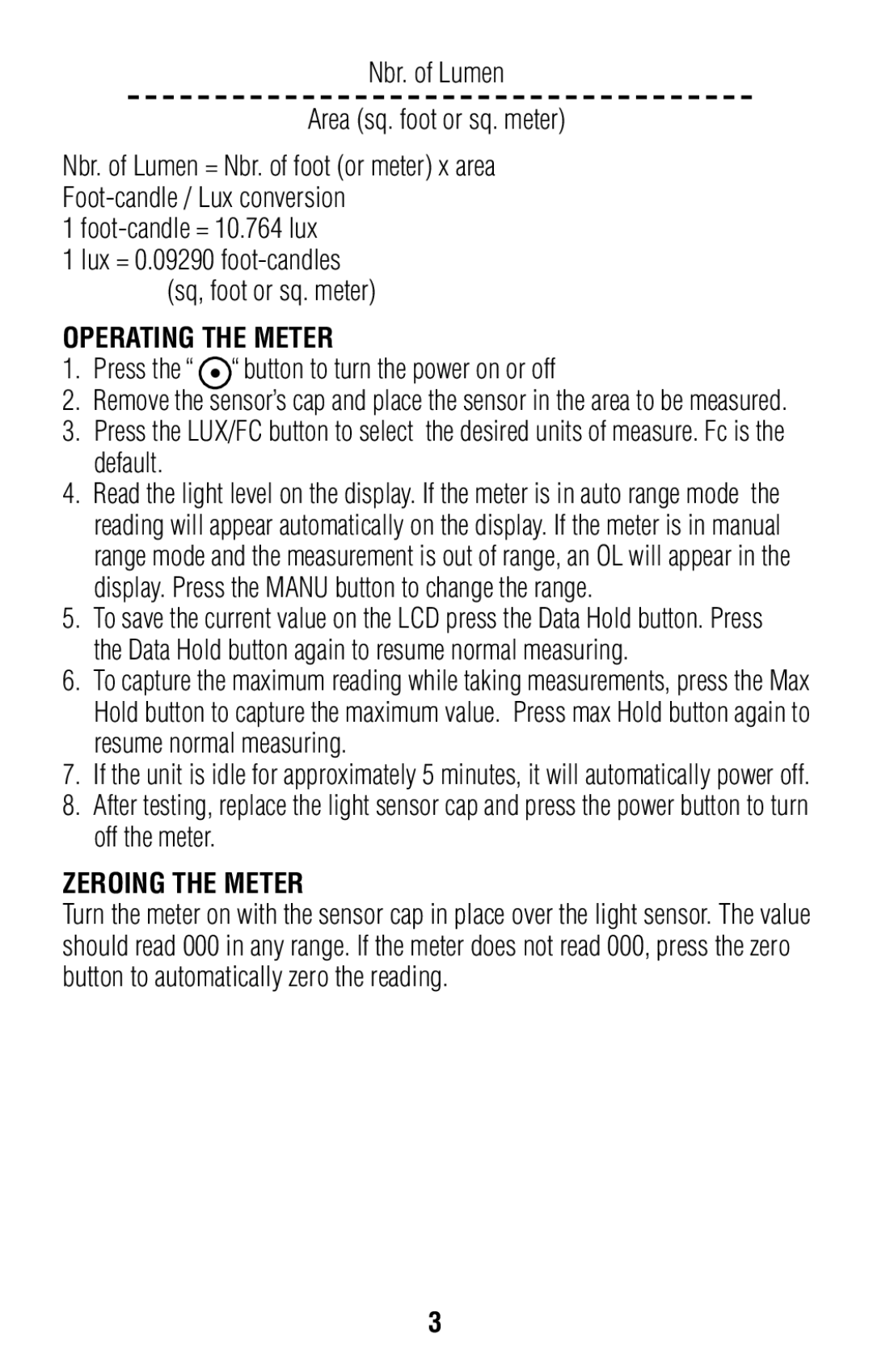 IDEAL INDUSTRIES 61-686 operating instructions Operating the Meter, Zeroing the Meter 