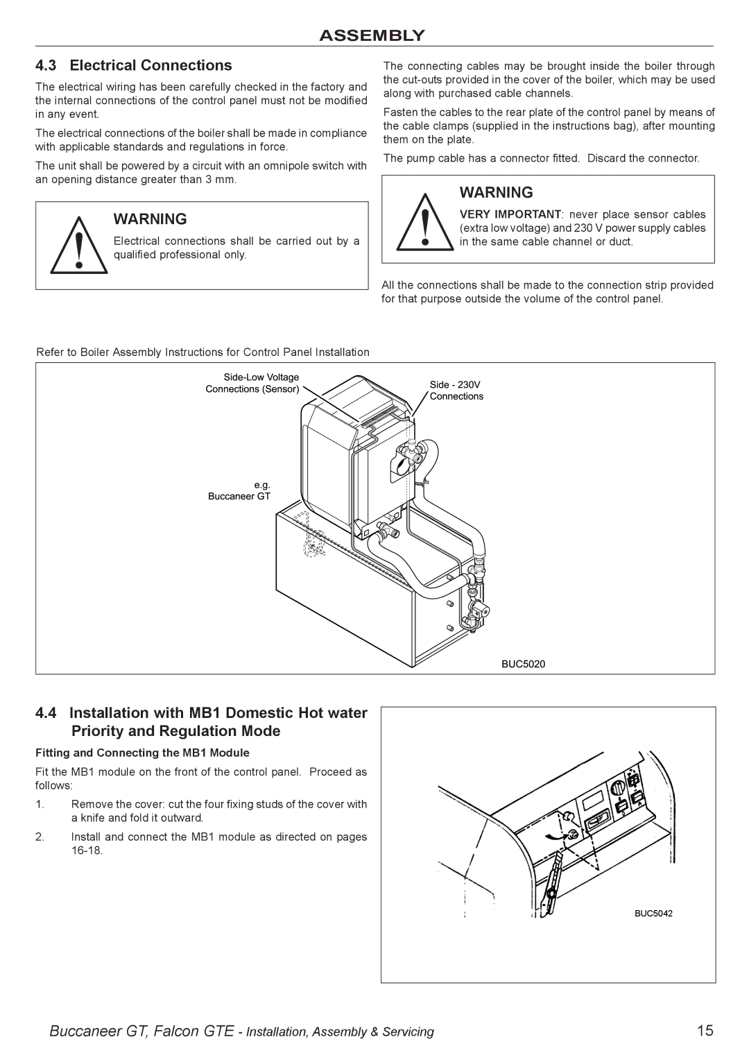 IDEAL INDUSTRIES BUC5034 manual Electrical Connections, Fitting and Connecting the MB1 Module 