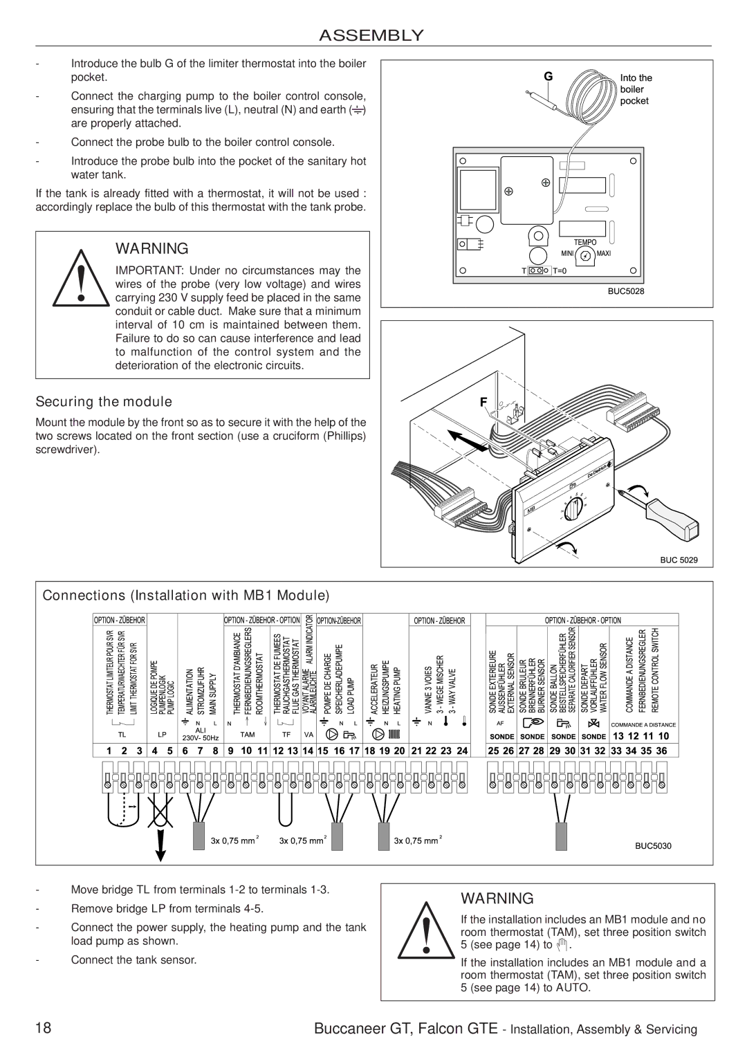 IDEAL INDUSTRIES BUC5034 manual Securing the module, Connections Installation with MB1 Module 