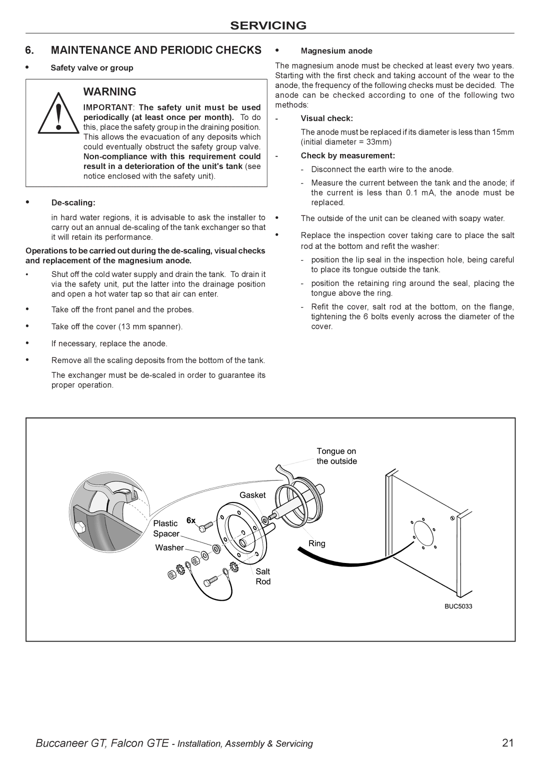 IDEAL INDUSTRIES BUC5034 manual Servicing Maintenance and Periodic Checks 