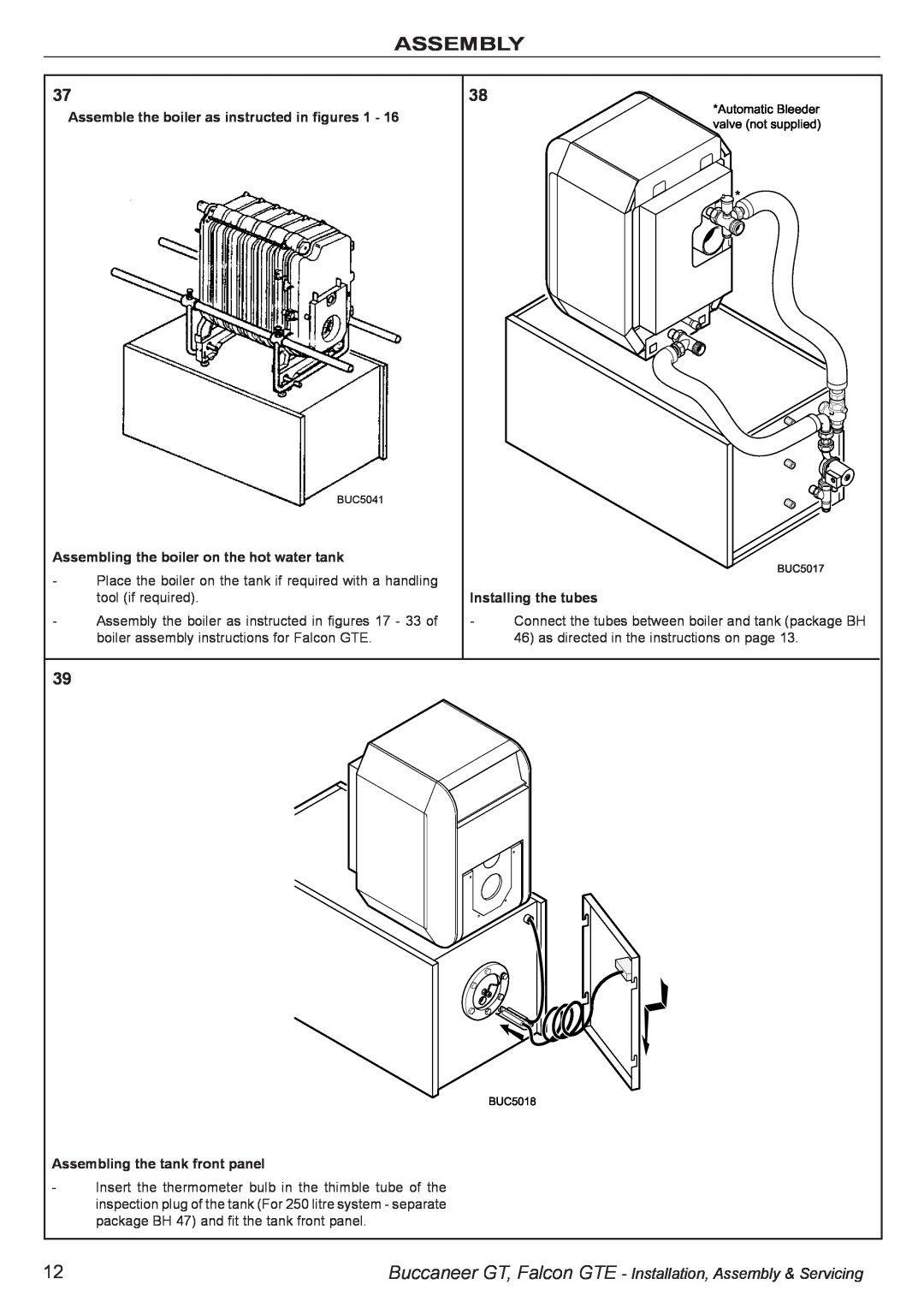 IDEAL INDUSTRIES BUC5034 manual Assemble the boiler as instructed in figures, Assembling the boiler on the hot water tank 