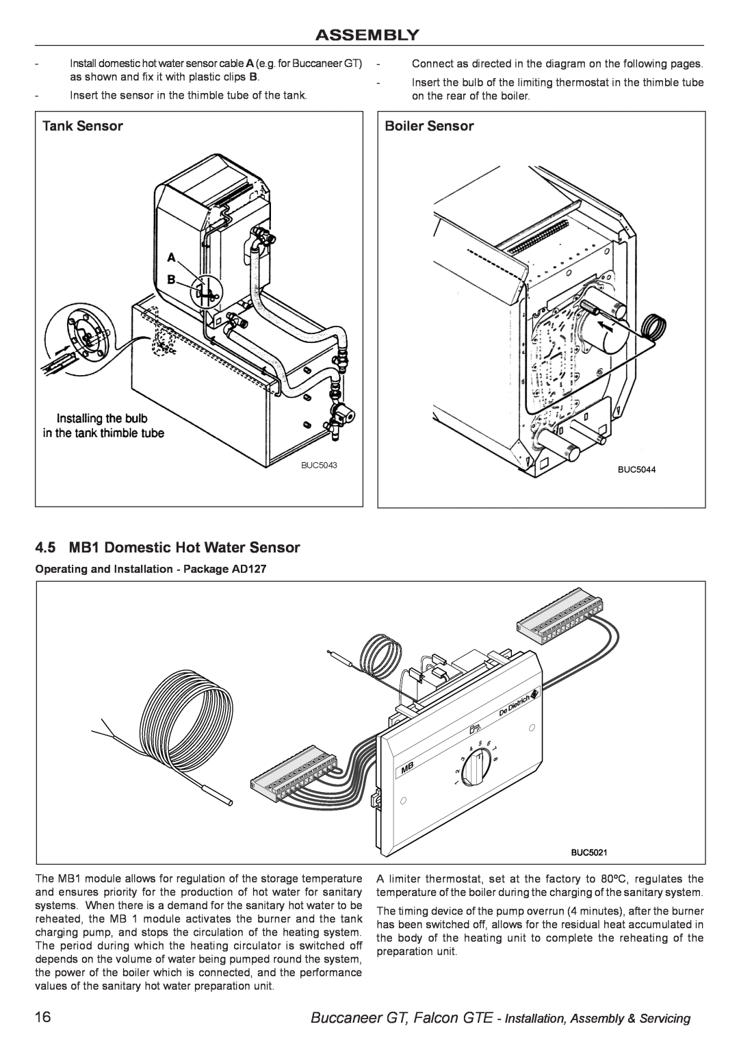 IDEAL INDUSTRIES BUC5034 manual 4.5 MB1 Domestic Hot Water Sensor, Tank Sensor, Boiler Sensor, Assembly 