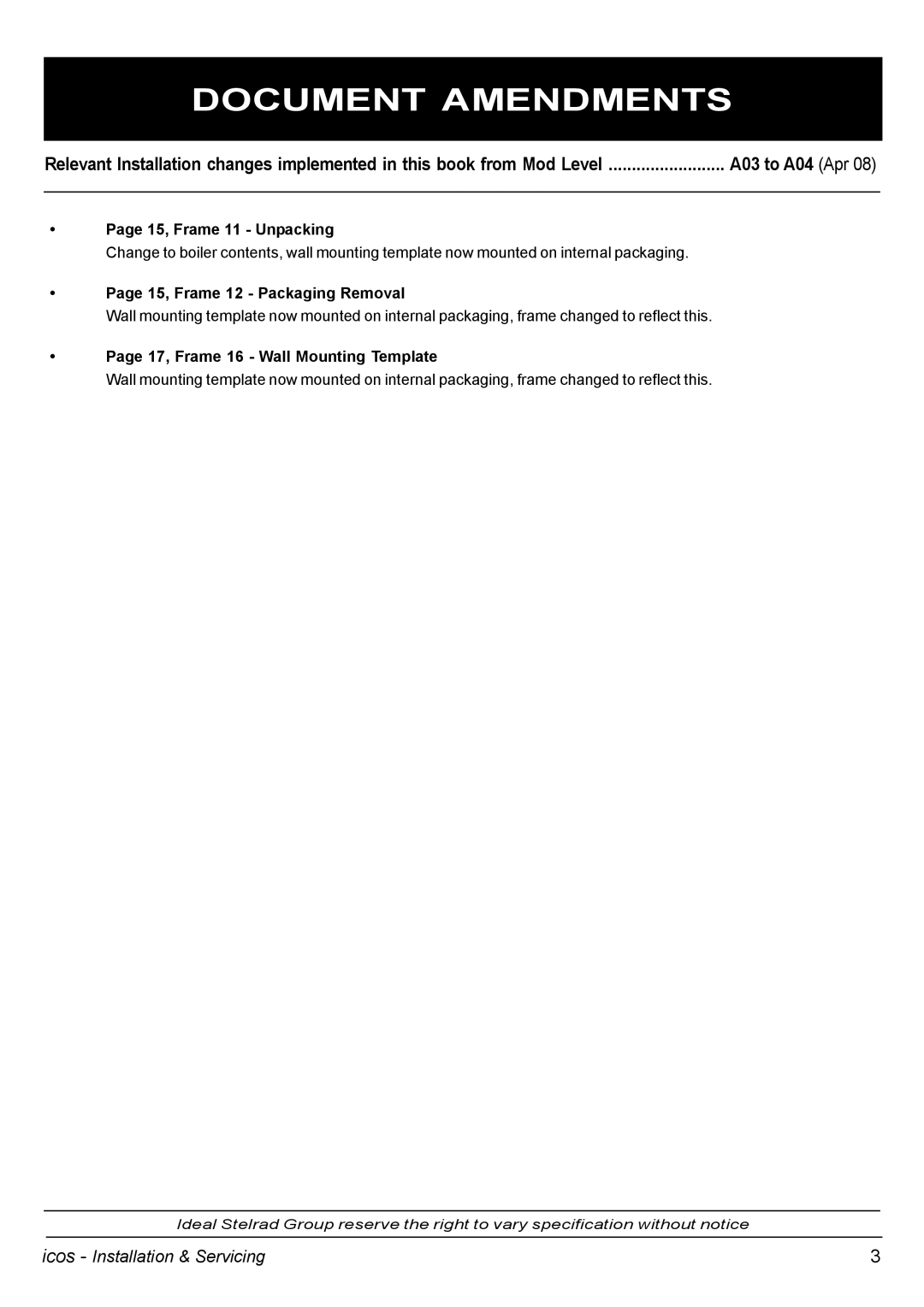 IDEAL INDUSTRIES HE15, HE24 15, Frame 11 Unpacking, 15, Frame 12 Packaging Removal, 17, Frame 16 Wall Mounting Template 