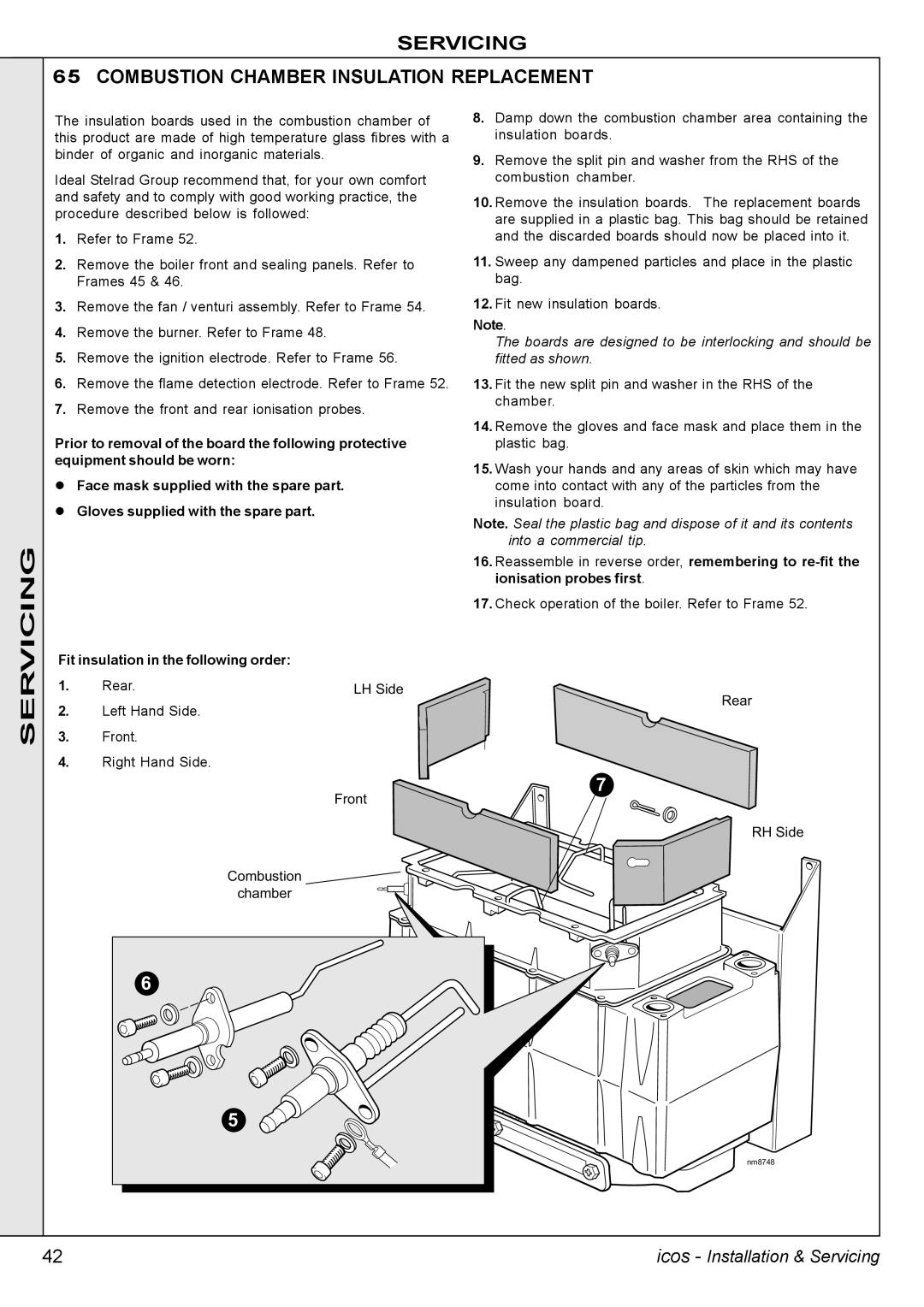 IDEAL INDUSTRIES HE12, HE24, HE18, HE15 manual Servicing Combustion Chamber Insulation Replacement 