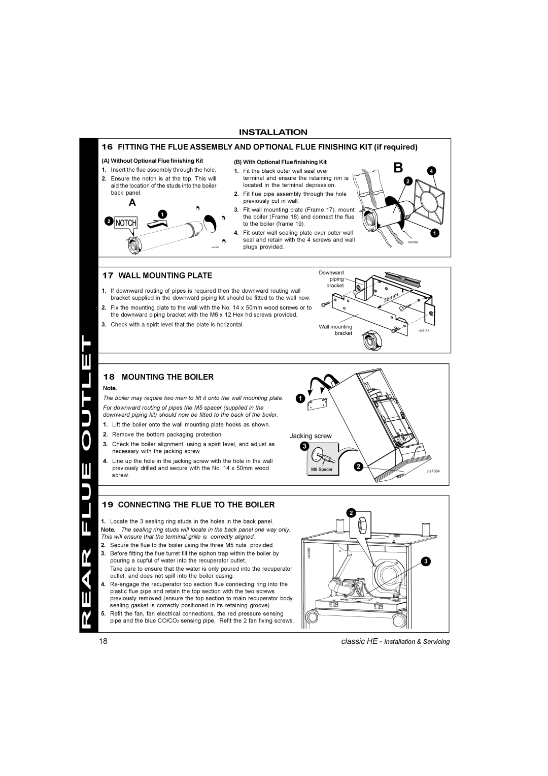 IDEAL INDUSTRIES HE12, HE9, HE18, HE15 manual Wall Mounting Plate, Mounting the Boiler, Connecting the Flue to the Boiler 