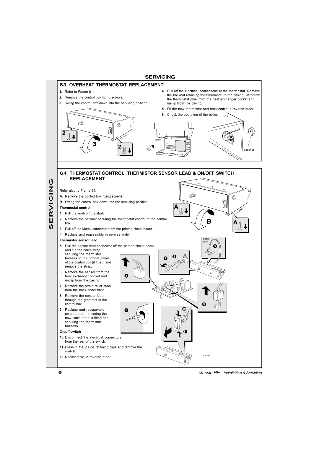 IDEAL INDUSTRIES HE9 Servicing Overheat Thermostat Replacement, Thermostat control, Thermistor sensor lead, On/off switch 