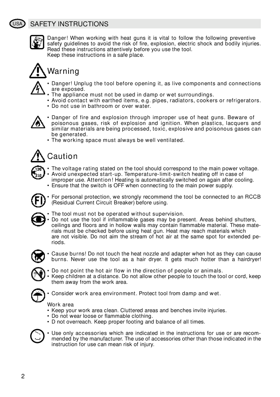 IDEAL INDUSTRIES Heat Gun manual USA Safety Instructions, Tool must not be operated without supervision 