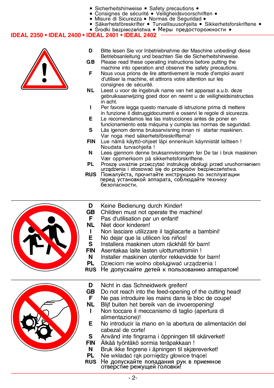 IDEAL INDUSTRIES 2401-Cross/Cut, IDEAL 2350, 2402, IDEAL 2400, 2350-Micro/Cut RUS Íå äîïóñêàéòå äåòåé ê ïîëüçîâàíèþ àïïàðàòîì 