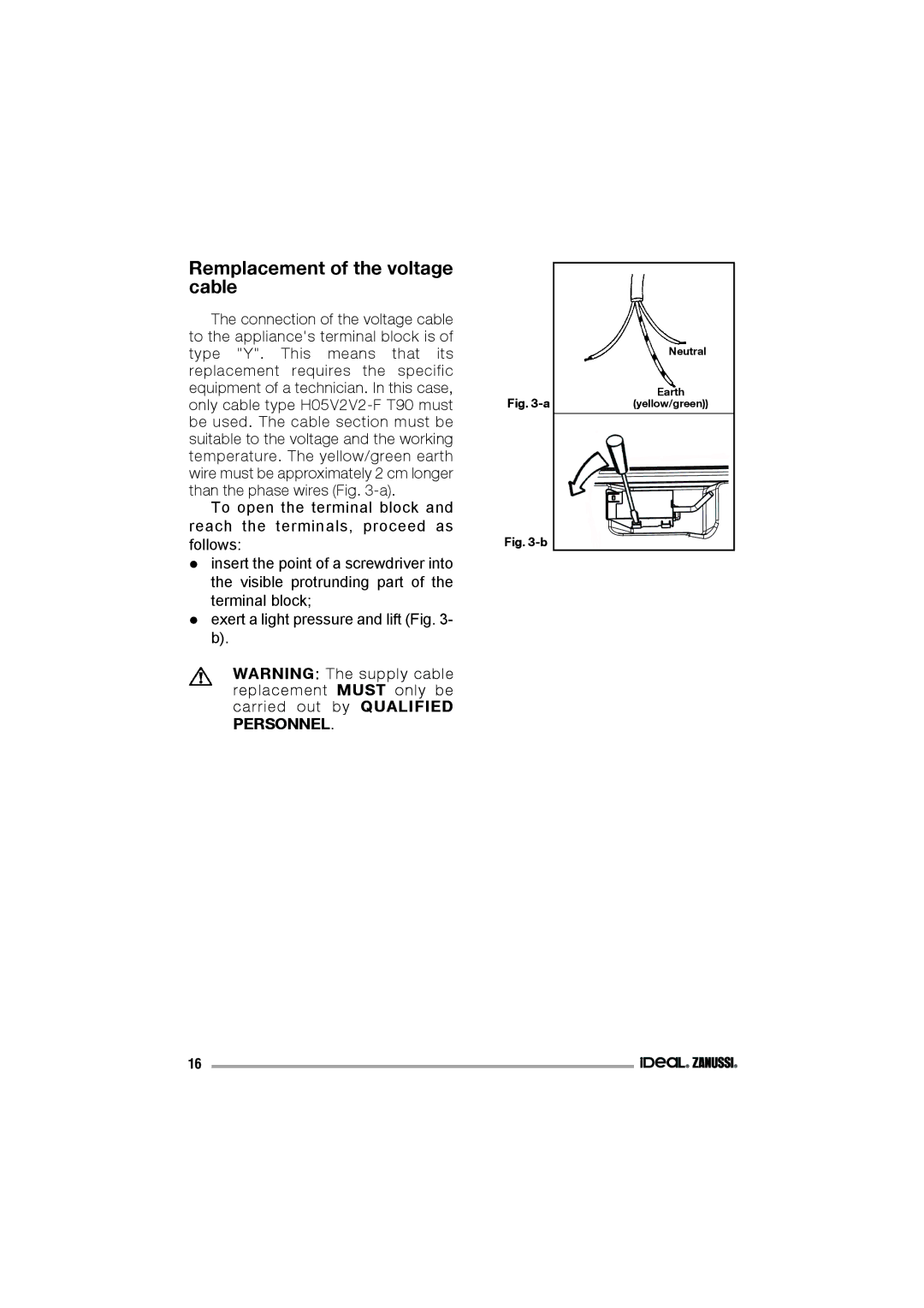 IDEAL INDUSTRIES IZGS 68 ICTX manual Remplacement of the voltage cable 