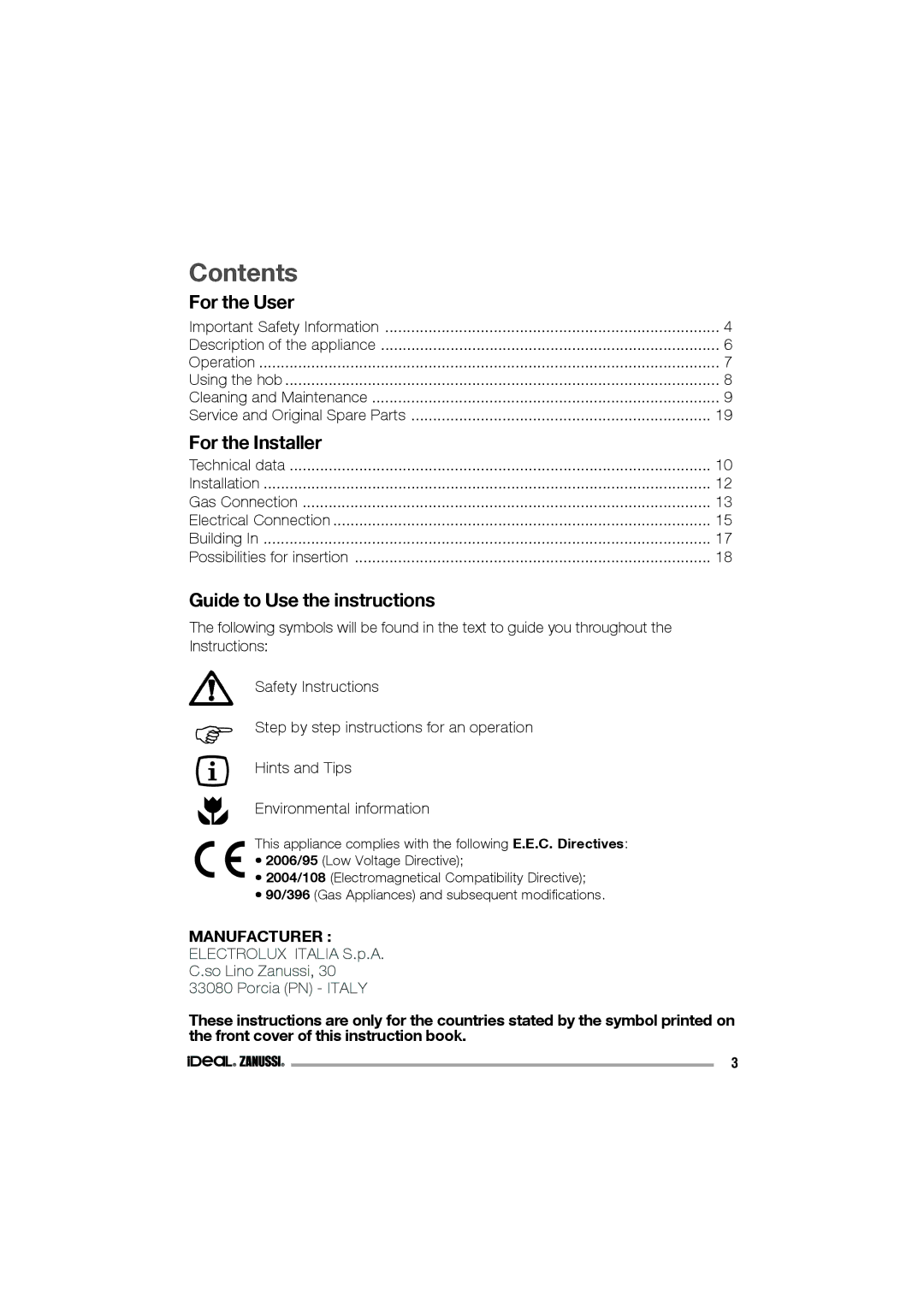 IDEAL INDUSTRIES IZGS 68 ICTX manual Contents 