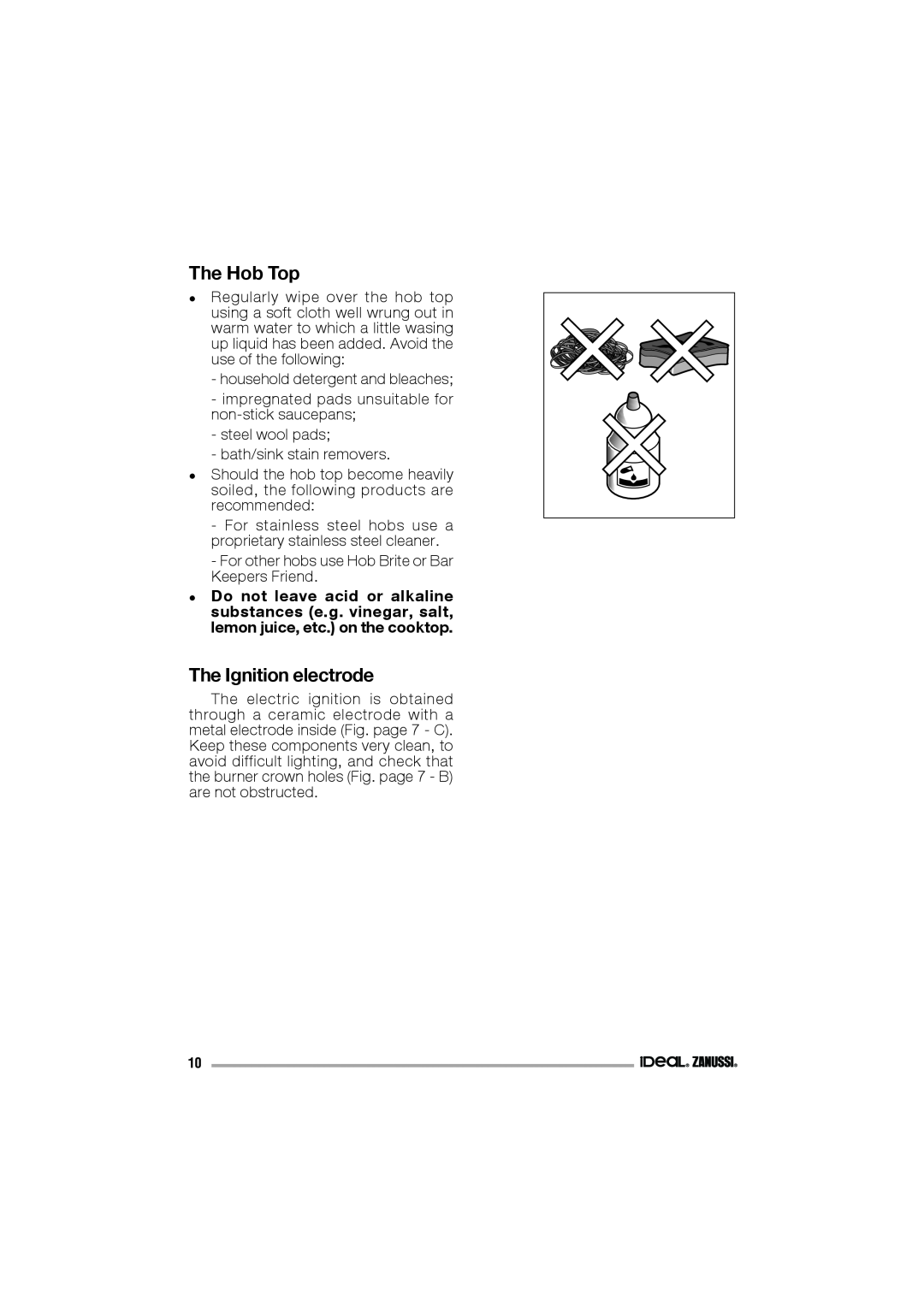 IDEAL INDUSTRIES IZGS 68 ICTX manual The Hob Top, The Ignition electrode 