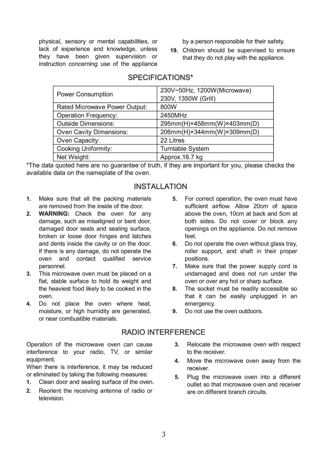 IFB Appliances 22DGSC1 manual 