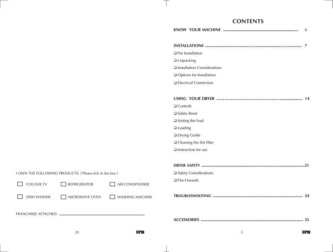 IFB Appliances 550 manual 