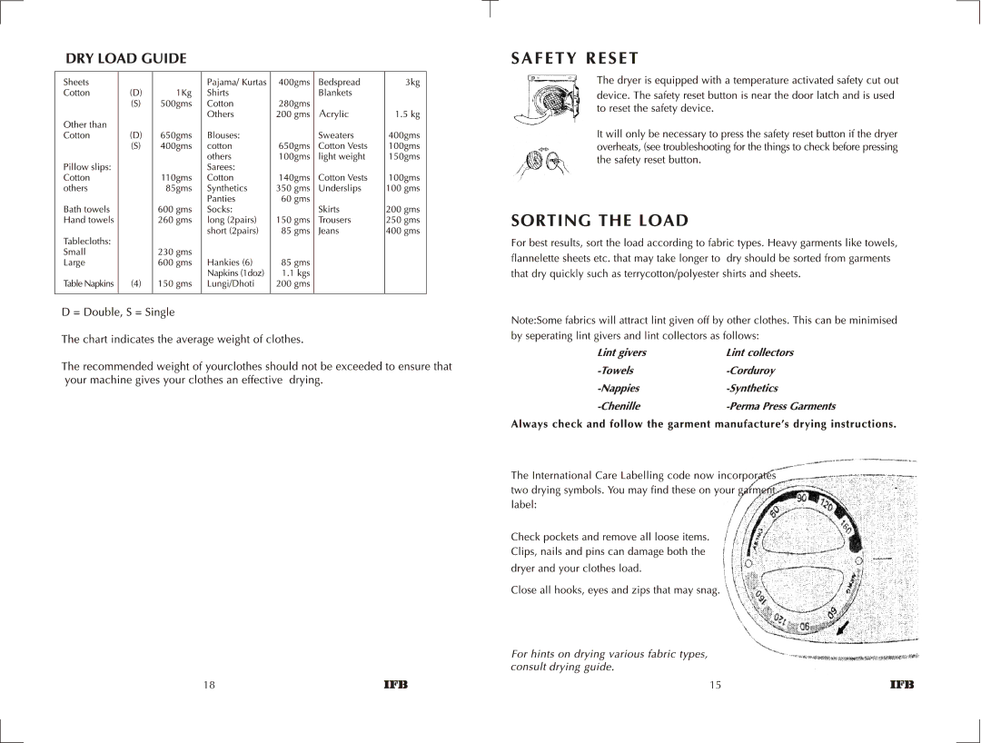 IFB Appliances 550 manual 