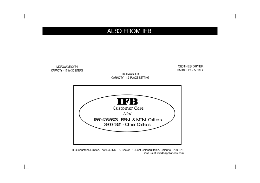 IFB Appliances Digital 7kg manual Also from IFB 